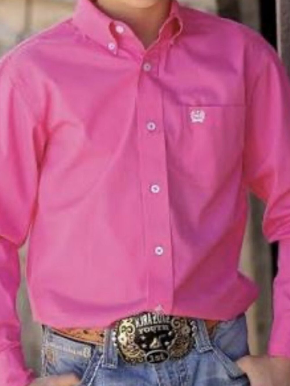 Levi’s Size Medium (M) Boys Pink Long Sleeve Button-Up Dress Shirt with Collar